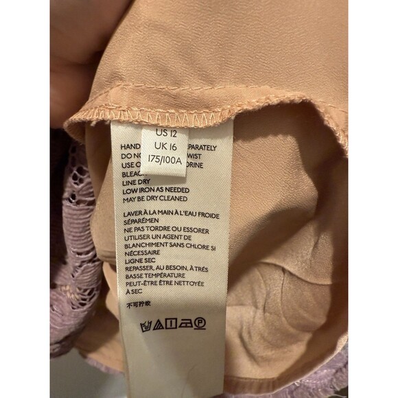 Free People Dangerous Love Mini Dress 12 Lilac Nude Floral Lace Large Purple - Picture 5 of 7